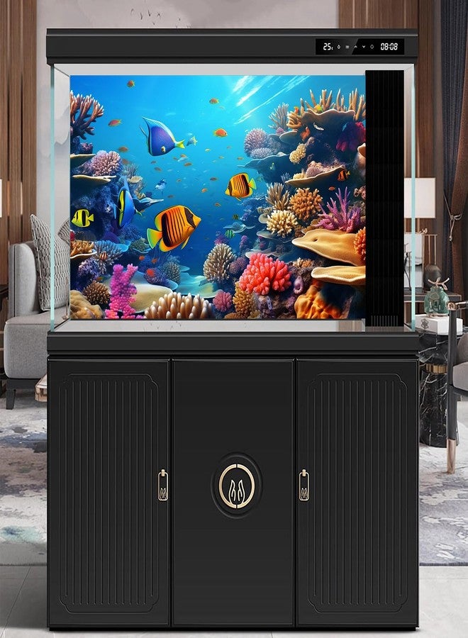 CaterRina Underwater World Aquarium Background Vibrant Coral Reef Tropical Fish Terrarium Background Deep Blue Ocean with Colorful Fish and Marine Life Fish Tank Backdrop Wallpaper Decor Poster 30x12in - Image 2